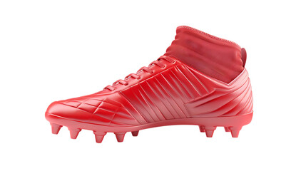 Illustration of a red football cleat isolated on transparent background, showcasing its design, features, and suitability for athletic performance in football games and training sessions