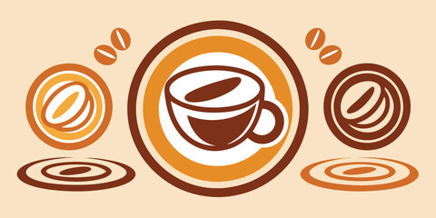 Minimalist coffee concept with beans and circle design abstract coffee shop branding visual graphic arts elegant background decoration illustration for cafeteria