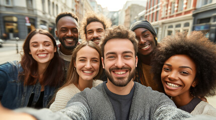 Fototapeta premium group of young people smiling