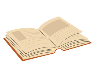 Hand drawn open a book with images and text
