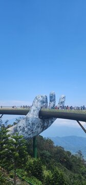 Golden Bridge held by giant stone hands, Ba Na Hills, Da Nang, Vietnam&rdquo;