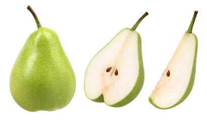 Pear, half and slices isolated, transparent PNG, PNG format, Collection
