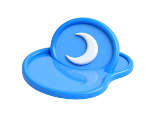 3D Blue Crescent Moon Icon