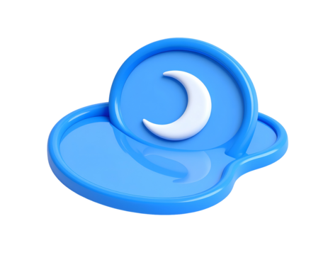 3D Blue Crescent Moon Icon