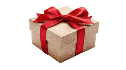 Obraz premium Gift box with red ribbon, perfect for celebrations and special occasions, white isolate background.