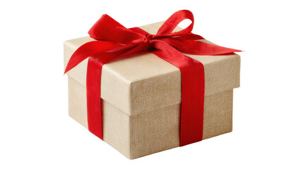 Obraz premium Gift box with red ribbon, perfect for celebrations and special occasions, isolated on white background.