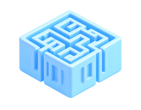 3D Maze Puzzle Light Blue - Powered by Adobe