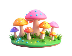 Colorful 3D Mushroom Illustration