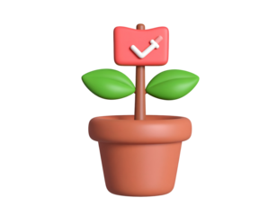 3D Plant Checkmark Illustration