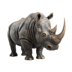 Obraz premium Stone-like rhino sculpture stands proudly with massive horn