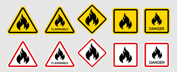 Fire danger sign. flammable warning icon