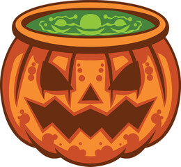 Fototapeta premium Halloween Pumpkin Cauldron with Magic Potion