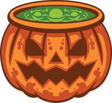 Halloween Pumpkin Cauldron with Magic Potion
