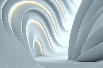 Abstract, light-filled, white architectural space