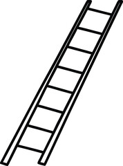 Realistic Outline of Ladder Leaning on Wall.