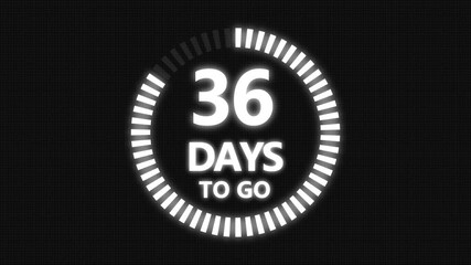 60 days to go,  60 days count animation, motion graphics running numbers counting days,  60 days in a month, 60 days left, 4K HD video with Grid and Black background alpha channel.4k 
