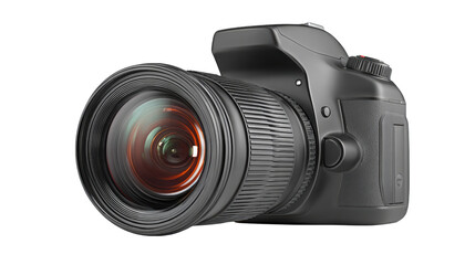 Fototapeta premium High-quality digital camera with lens, isolated on white background.