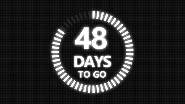 70 days to go, 70  days count animation, motion graphics running numbers counting days,  70 days in a month, 70 days left, 4K HD video with Grid and Black background alpha channel.4k 
