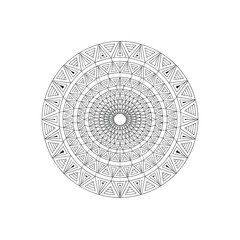 Intricate circular mandala design with geometric patterns and radial symmetry white background