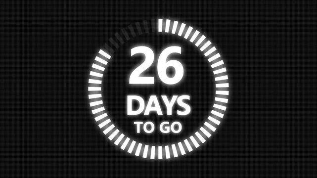 74 days to go,  74 days count animation, motion graphics running numbers counting days,  74 days in a month, 74 days left, 4K HD video with Grid and Black background alpha channel.4k 