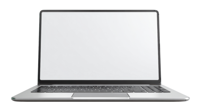 Laptop with a blank screen on a white isolate background for versatile use in digital projects.