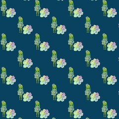 Green Forest Goddess Pattern seamless floral pattern