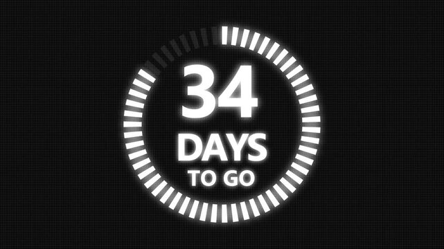 94 days to go,  94 days count animation, motion graphics running numbers counting days,  94 days in a month, 94 days left, 4K HD video with  Grid and Black background alpha channel.4k 