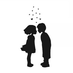 Silhouettes of a boy and a gi...