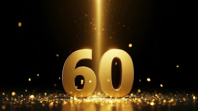 Golden Number Sixty Anniversary Celebration with Sparkling Confetti. - Powered by Adobe
