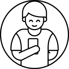 Remote Worker Using Mobile Phone Icon.