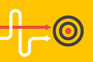 Fototapeta na wymiar two ways to same goal, one direct path, second intricate way, alternative business strategy