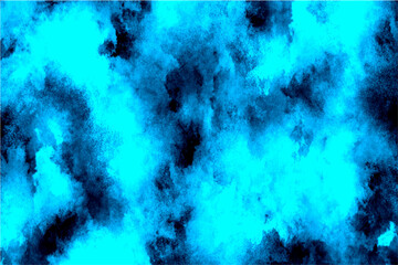 Abstract glowing cyan smoke texture on a dark black background. Atmospheric and mysterious effect. Vibrant turquoise tones resemble mist, fog, or ethereal fire, producing a surreal and futuristic 