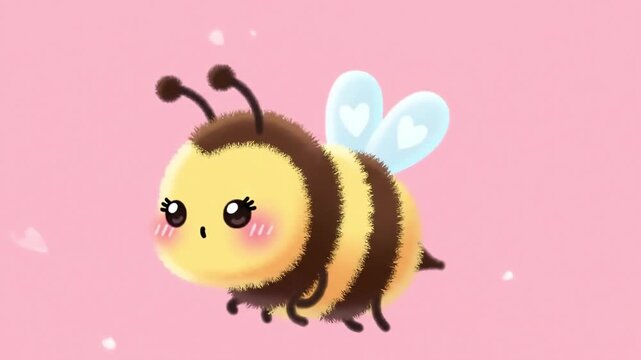 Cute Kawaii Bee Animation From Sad To Happy Expression.