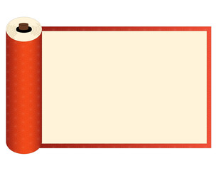 和柄の巻物のフレーム枠　赤　麻の葉柄　1