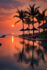 Obraz premium Sunset paradise poolside