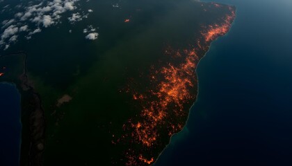 Amazon Under Threat: Glowing Red Wildfires