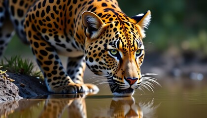Obraz premium The Untamed Reflection - A Leopard's Plight