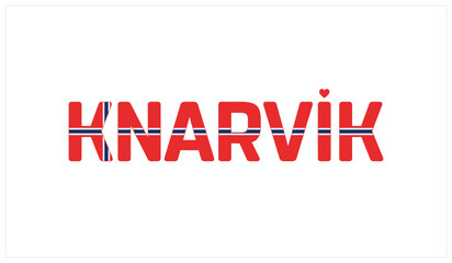 I love Knarvik, Typographic design of I love Knarvik on a white background, Flag typography of Knarvik with heart, Vector design of I love Norway