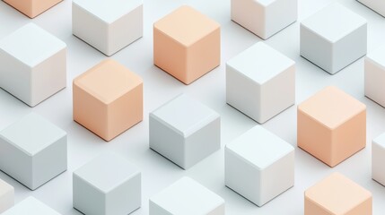 Obraz premium A 3D rendering of a grid of cubes in various colors and sizes.