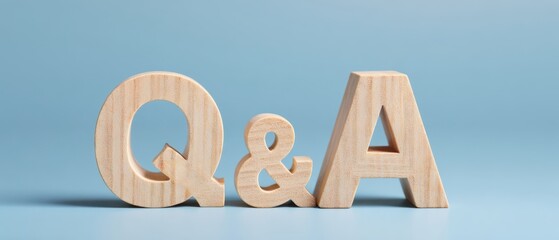 The Wooden Q and A Letters on Blue Background Representing FAQ and Customer Support