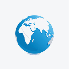 Naklejka premium World globe spinning slowly, showing continents and oceans against a clean white backdrop, conveying a sense of global connection and exploration.