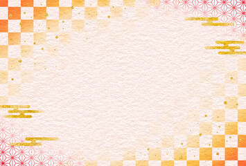 和柄　市松模様　麻の葉　文様　霞　和　素材　枠　和紙　和風　おしゃれ　和モダン　高級感　上品　シンプル　秋　紅葉　お歳暮　年賀　Japanese pattern