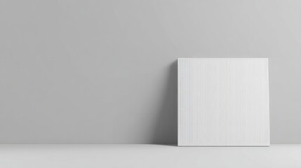 Minimalist White Canvas Leaning Against Light Gray Wall in Modern Interior