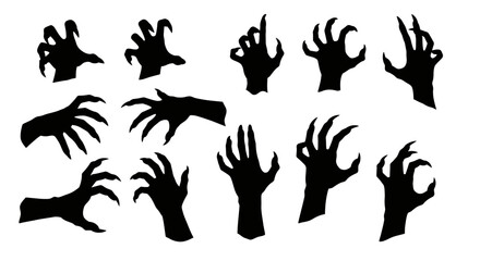 Creepy Zombie Hands Reaching Out in the Dark Silhouette