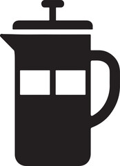 French press coffee maker silhouette, vector design perfect for coffee, café, beverage, and kitchen themes.