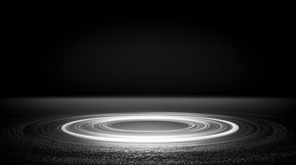 A black and white image of a circular pattern on a dark surface.
