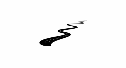Winding Road Illustration on White Background in Silhouette Style silhouette