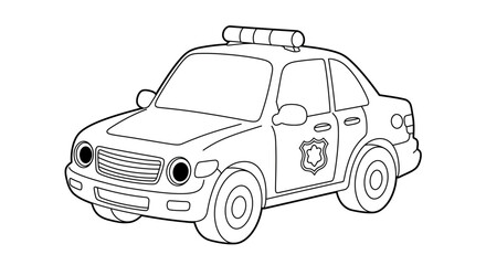 Cartoon Police Car Outline for Coloring Book or Activity Sheet silhouette © mrvect02
