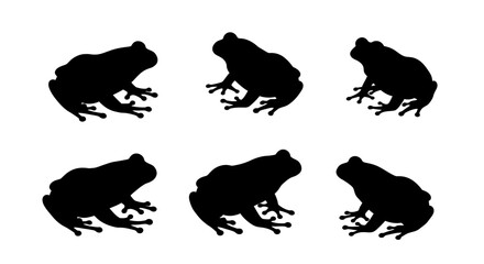 Seamless Pattern of Frog Silhouettes on White Background silhouette
