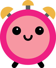Obraz premium Cute alarm clock with smiling face and adorable design Vector illustration